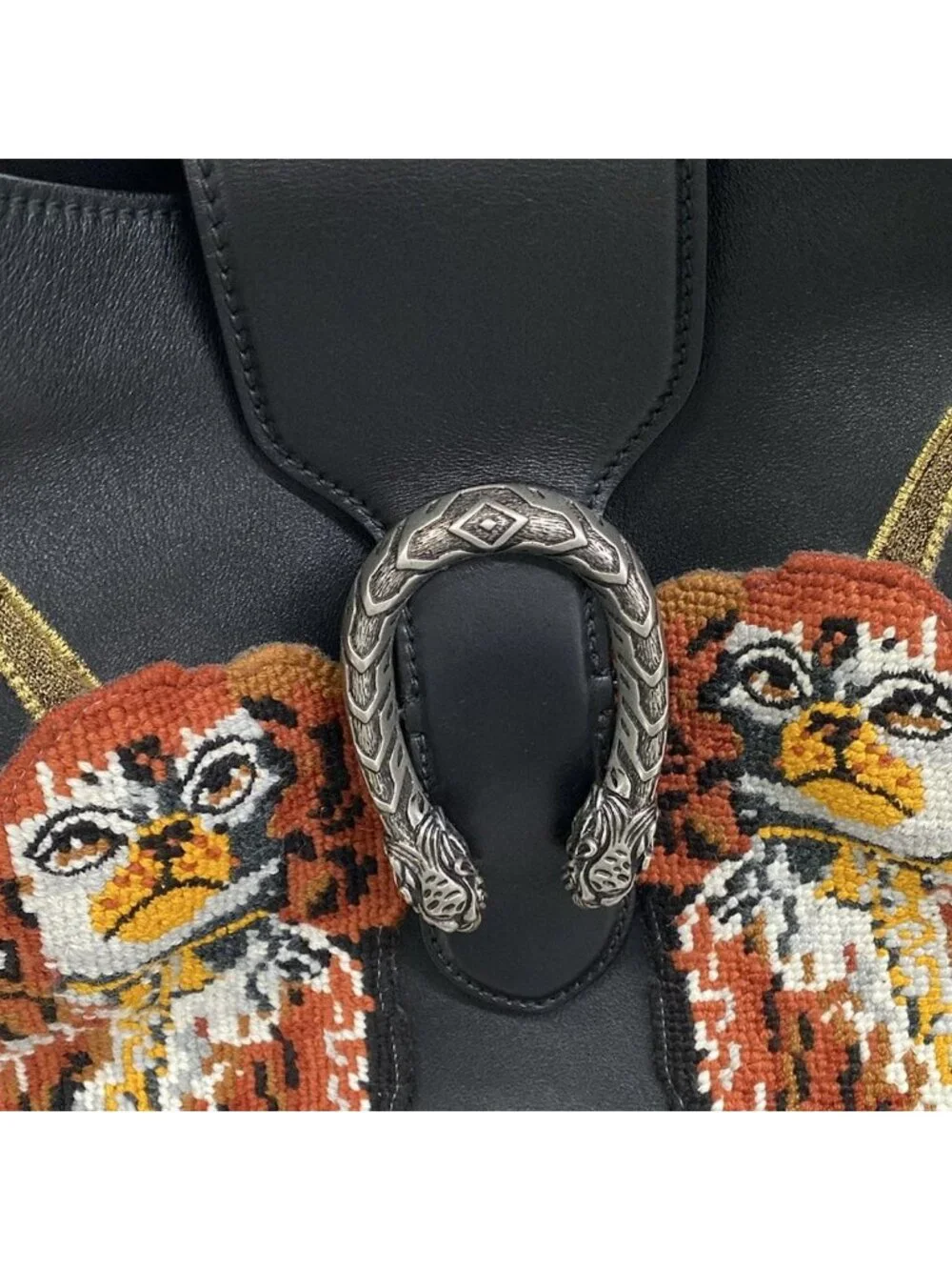 Gucci Handbag Dionysus Black Brown Multi Dog Leather - Picture 12 of 15